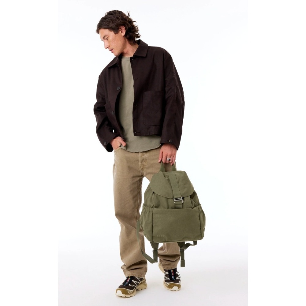 BEIS Canvas Backpack One Size Olive Green Rucksack Travel School Everyday